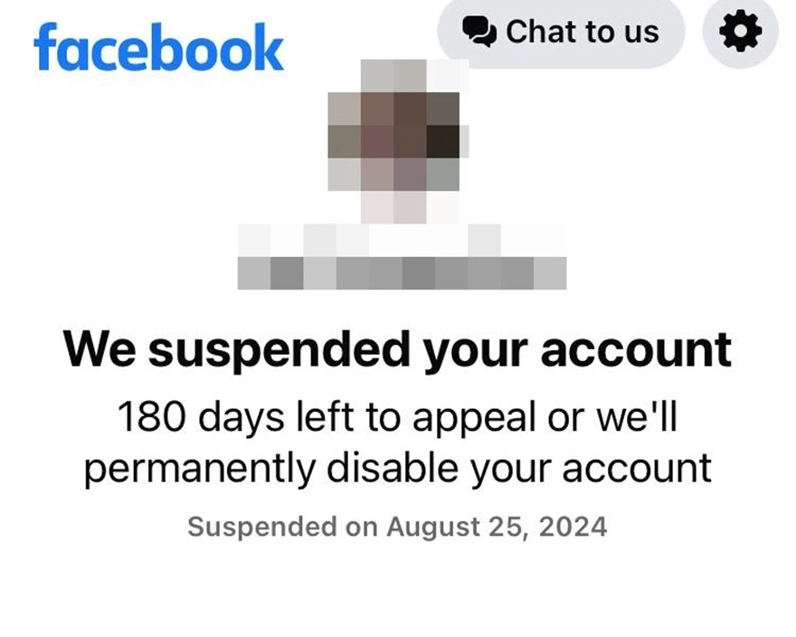 Tài khoản Facebook bất ngờ bị khóa 180 ngày