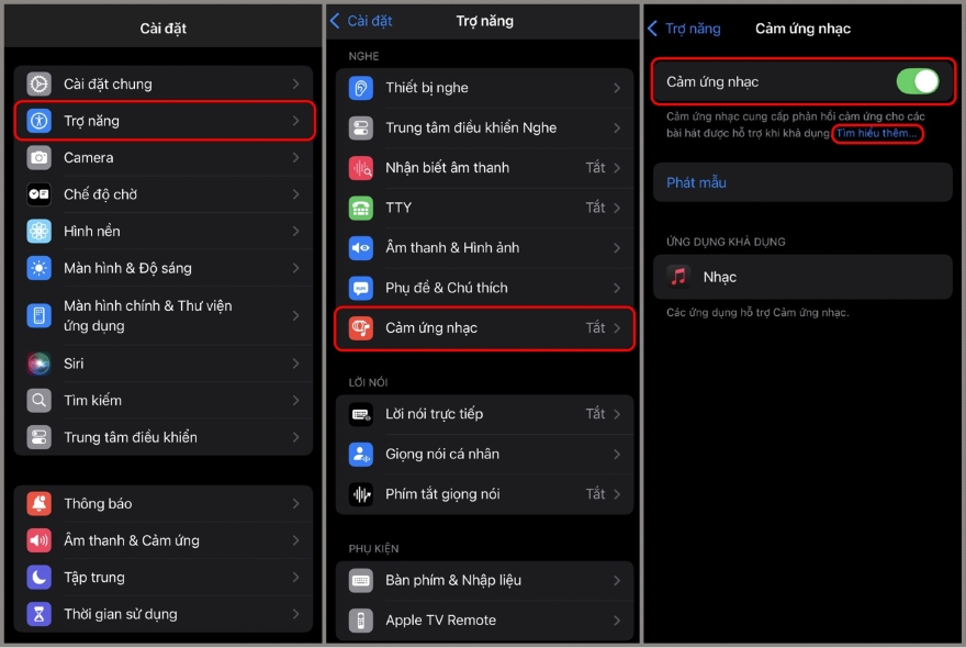 Cách bật cảm ứng nhạc trên iOS 18