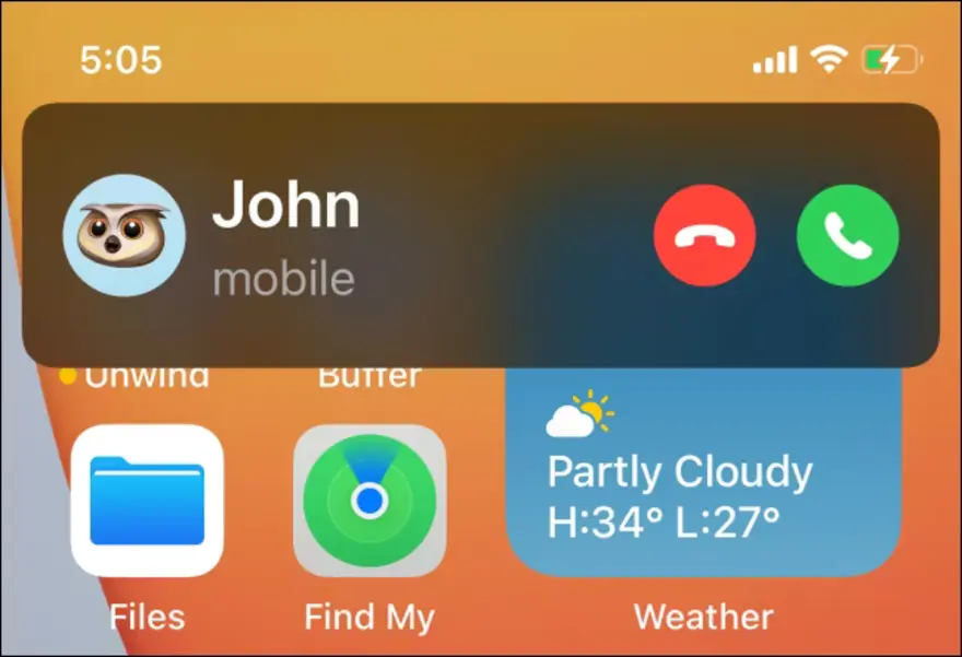 Hiển thị cuộc gọi full màn hình iPhone