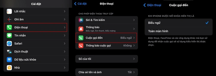 Hiển thị cuộc gọi full màn hình iPhone