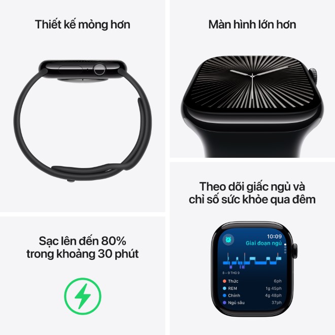 Apple Watch S10 GPS 42mm viền nhôm dây cao su