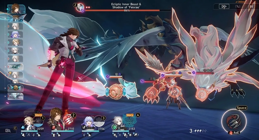 HSR Cách diệt boss Thú Tâm Nguyệt Thực & Ảo Ảnh Feixiao