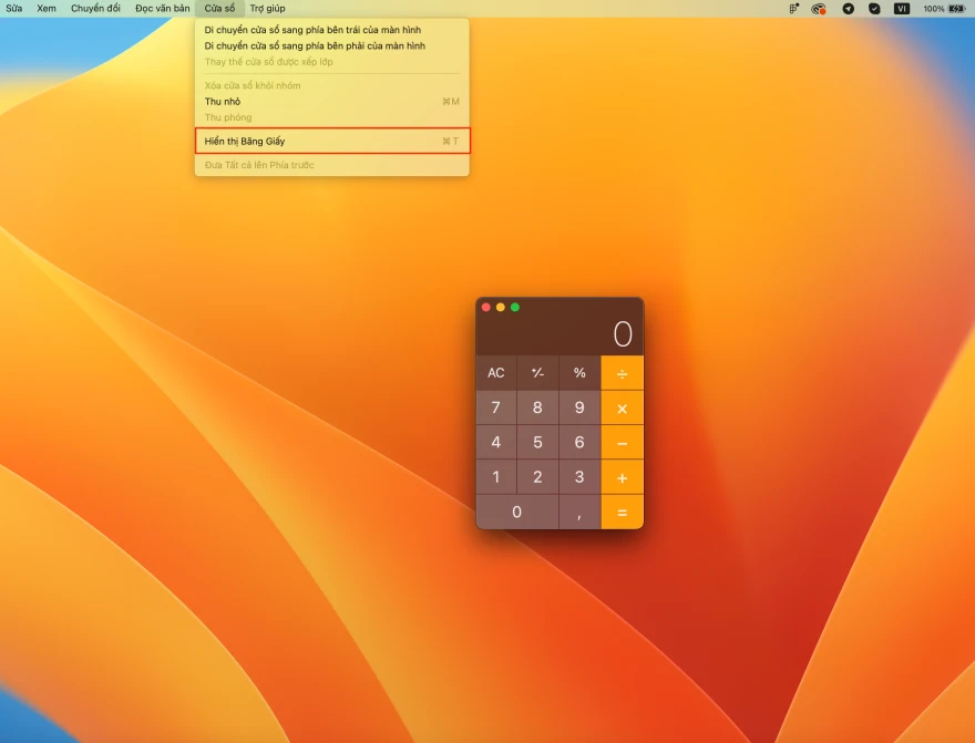Hướng dẫn kích hoạt Paper Tape trong Calculator trên macOS