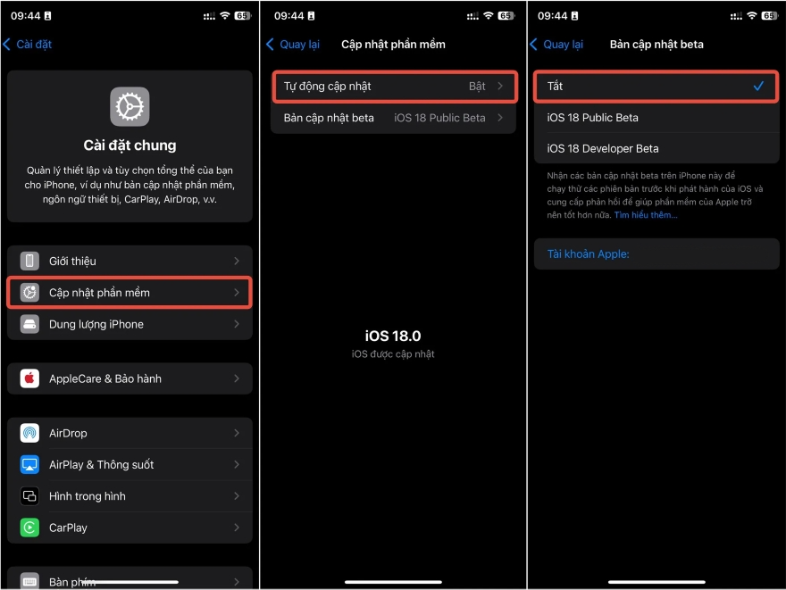 hạ cấp từ iOS 18 Beta xuống phiên bản iOS 18 ổn định