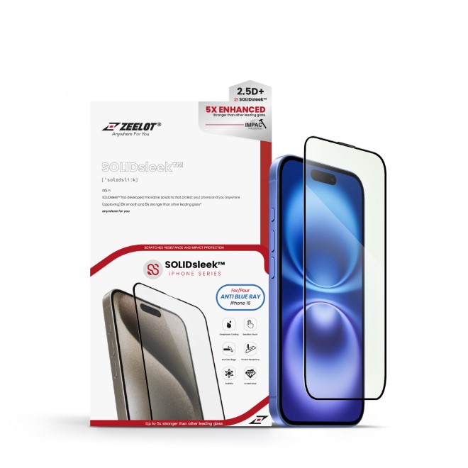 Cường lực chống ánh sáng xanh iPhone 16 Zeelot Solidsleek