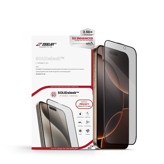 Cường lực chống nhìn trộm iPhone 16 Pro Max Zeelot Solidsleek