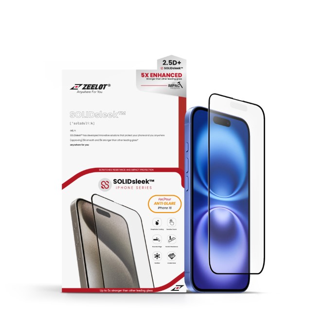 Cường lực chống vân tay iPhone 16 Zeelot Solidsleek: Bảo vệ toàn diện cho màn hình smartphone