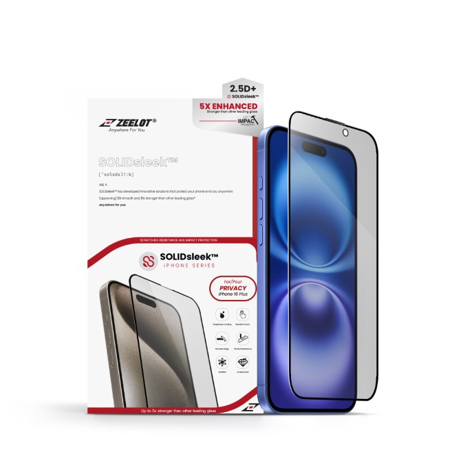 Cường lực chống nhìn trộm iPhone 16 Plus Zeelot Solidsleek
