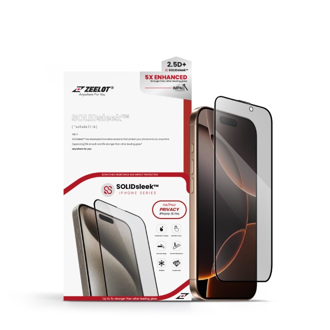 Cường lực chống nhìn trộm iPhone 16 Pro Zeelot Solidsleek