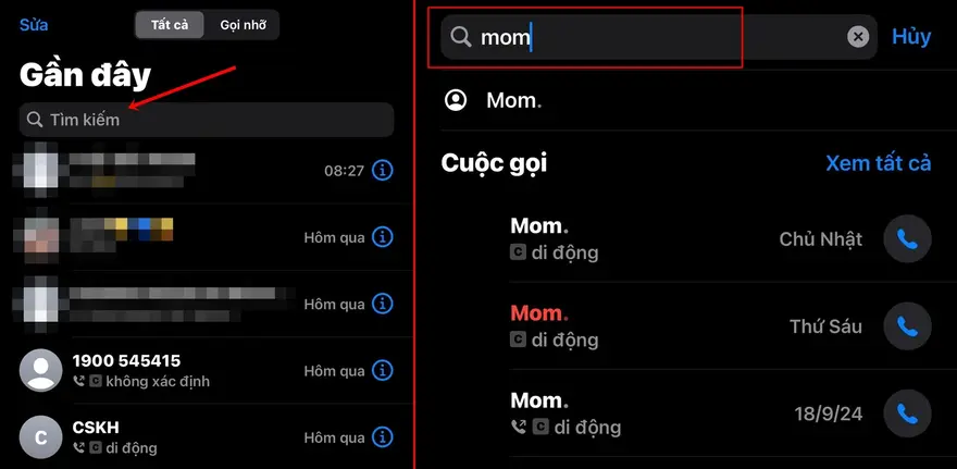 Tìm kiếm lịch sử cuộc gọi qua iOS 18