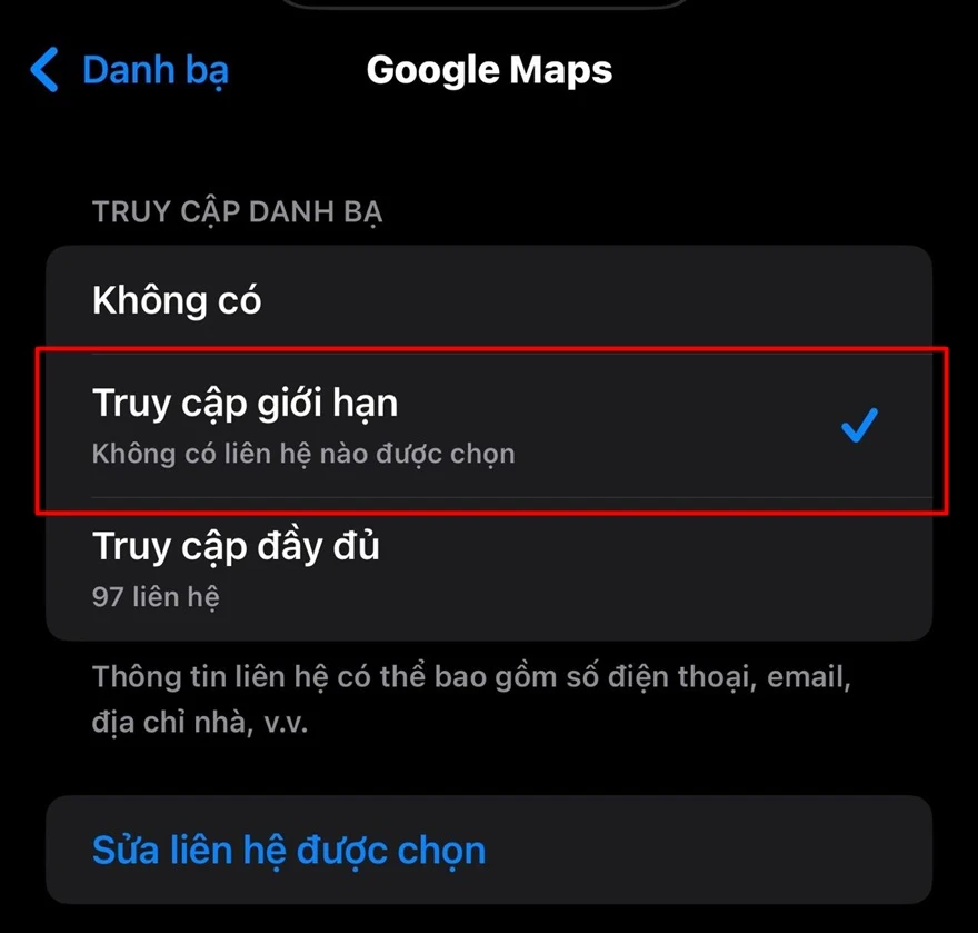 Chia sẻ danh bạ trên iOS 18