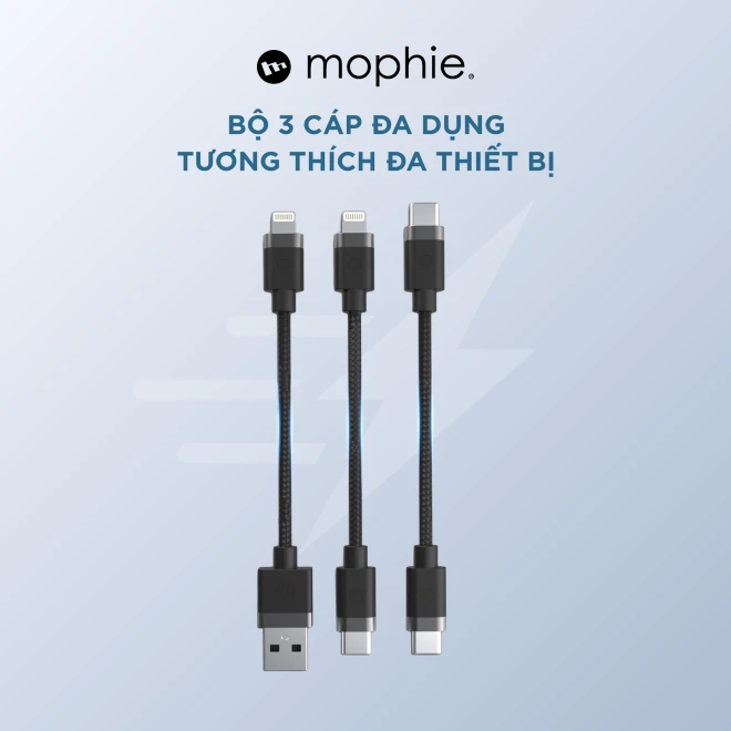 Bộ hộp 3 cáp ngắn 10cm đa dụng - Mophie Cable Kit