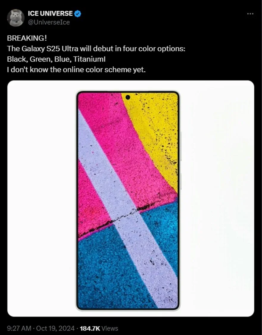 Galaxy S25 Ultra sẽ ra mắt với 4 màu sắc mới