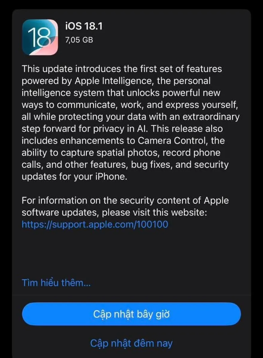 Có nên cập nhật iOS 18.1 RC