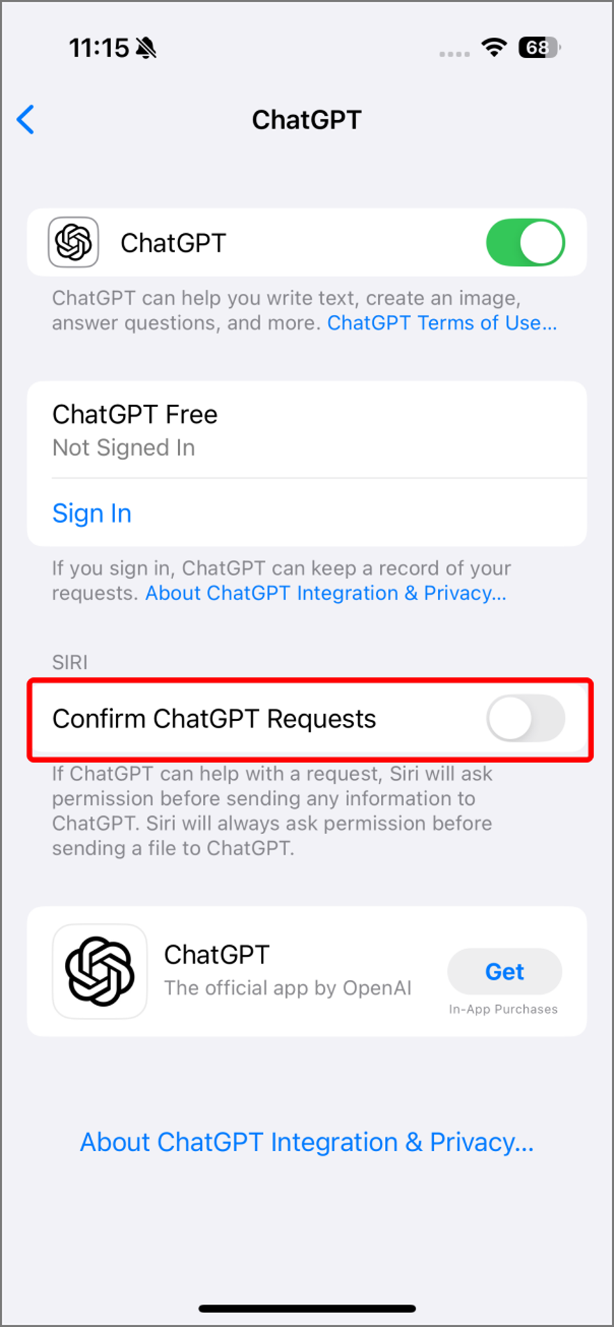 Cách tắt xác nhận ChatGPT của Apple Intelligence ios 18.2