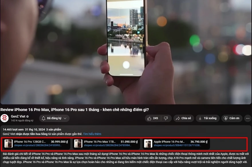 Hướng dẫn sử dụng YouTube Mua Sắm để mua hàng