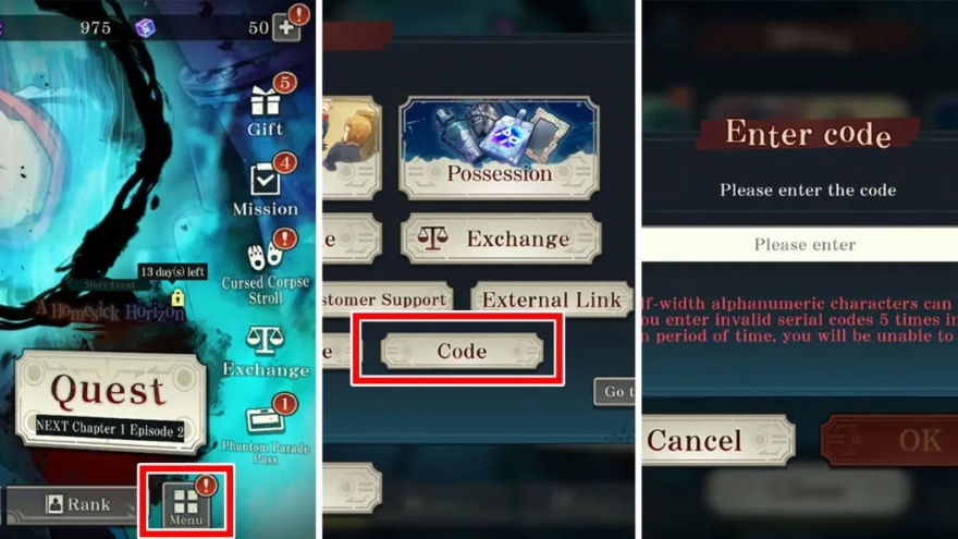 Code Jujutsu Kaisen Phantom Parade