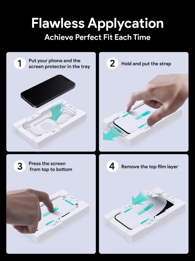 Cường lực chống ánh sáng xanh iPhone 16 Aukey OptiGlow