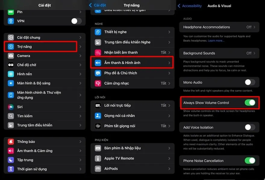 Hướng dẫn bật thanh trượt âm lượng trên iOS 18.2