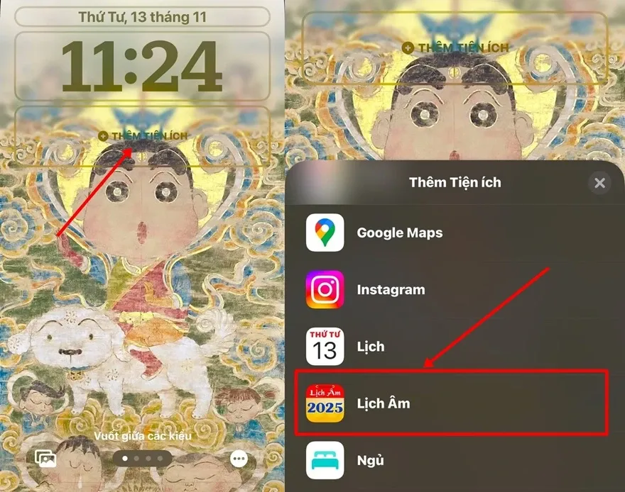 Hướng dẫn cài lịch âm trên màn hình khóa iPhone