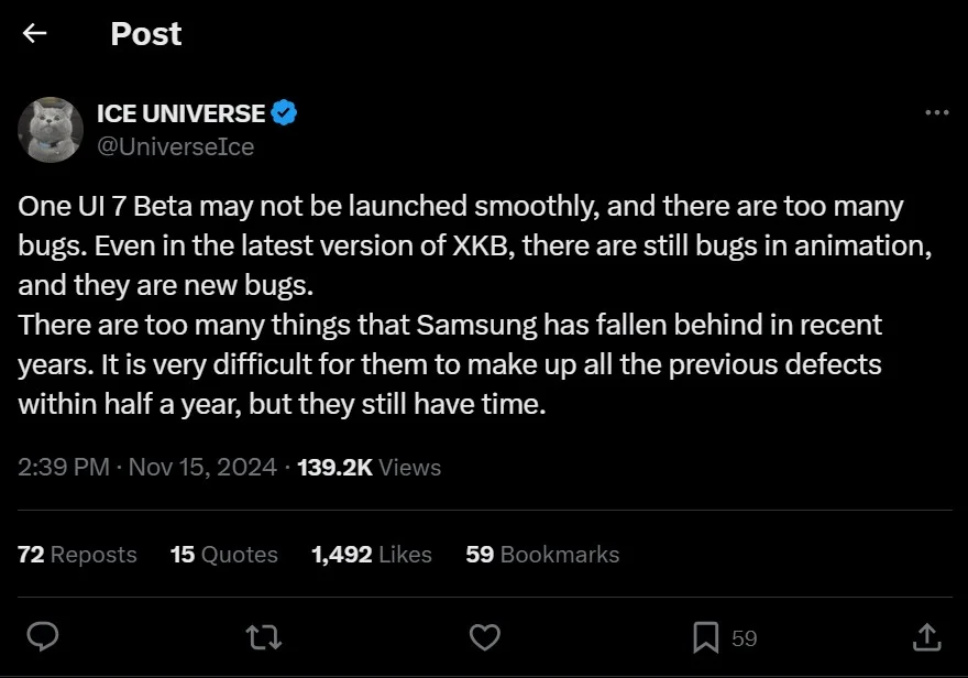 One UI 7 Beta 1 ngập trong lỗi, khiến người dùng hoang mang