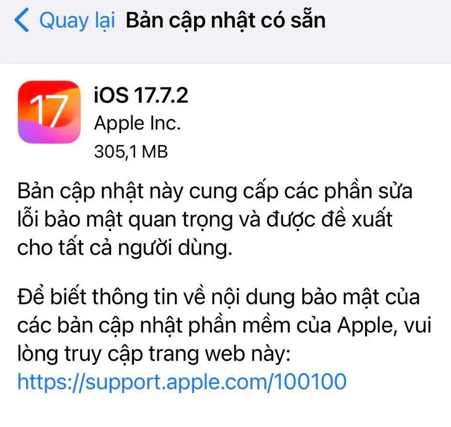 Có nên cập nhật iOS 17.7.2 cho iPhone