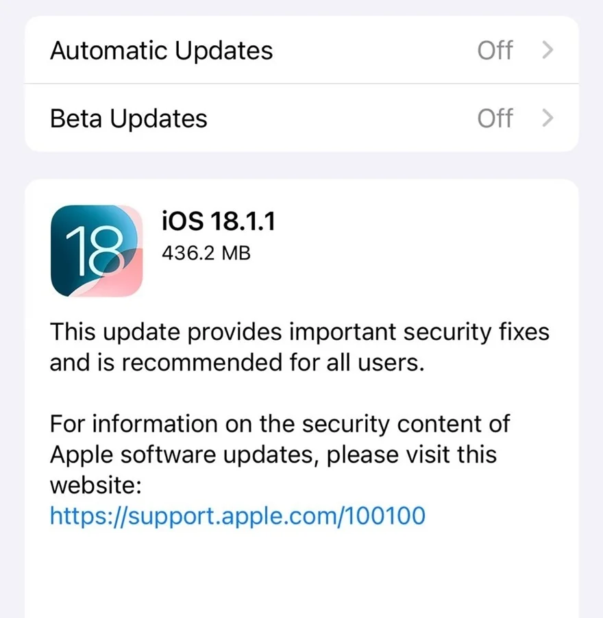 iOS 18.1.1: Bản cập nhật quan trọng với nhiều sửa lỗi