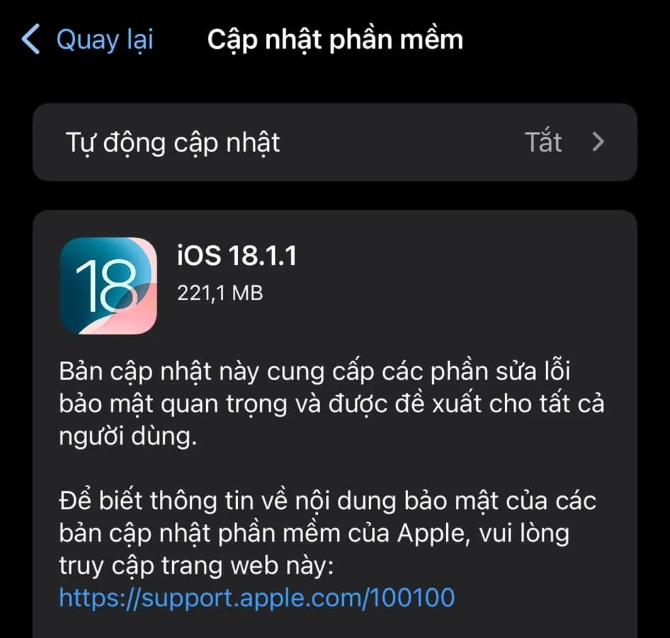 Nhiều lỗi hiển thị iPhone vẫn còn trên iOS 18.1.1
