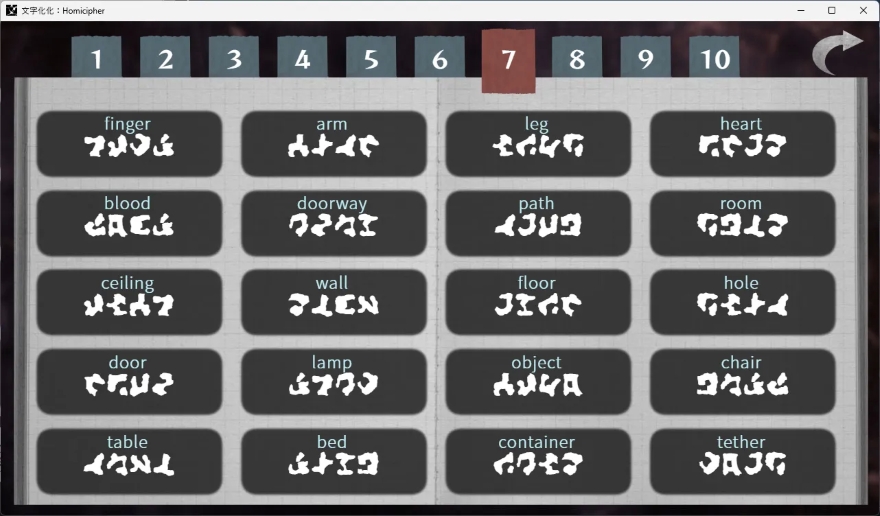 Từ điển của game Homicipher