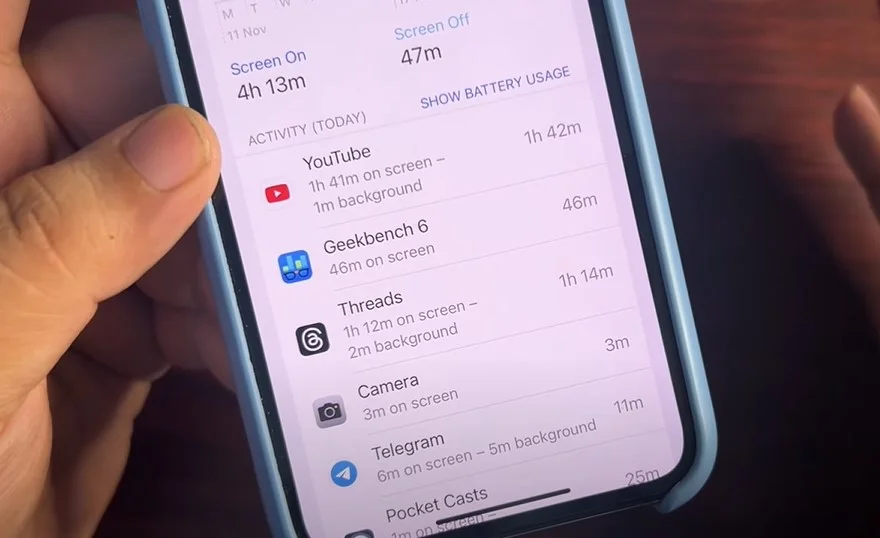 Thời lượng pin iOS 18.1.1 trên iPhone XS sau 24 giờ sử dụng