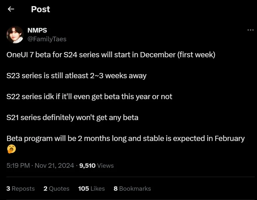 Samsung tiết lộ lịch phát hành One UI 7