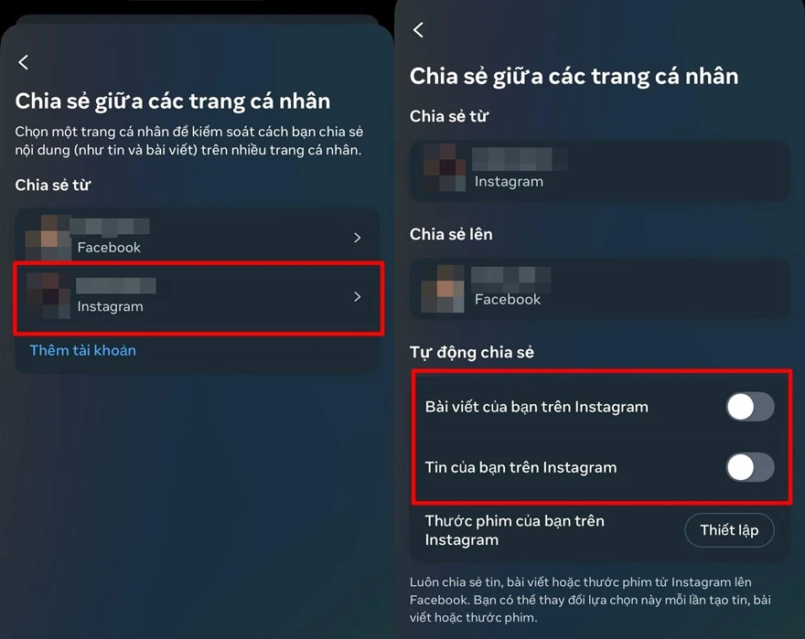 Cách ngăn Instagram đăng bài lên Facebook