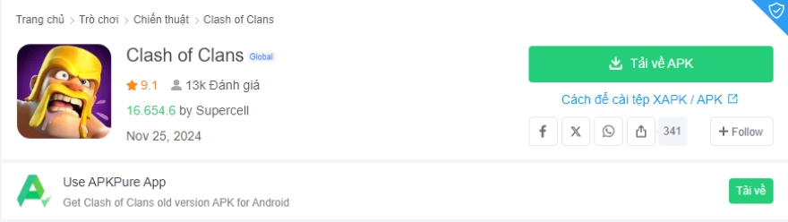 Hướng dẫn tải, cài đặt và cập nhật Clash Of Clan