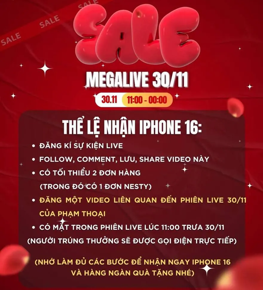 Hướng dẫn nhận iPhone 16 miễn phí qua livestream Phạm Thoại