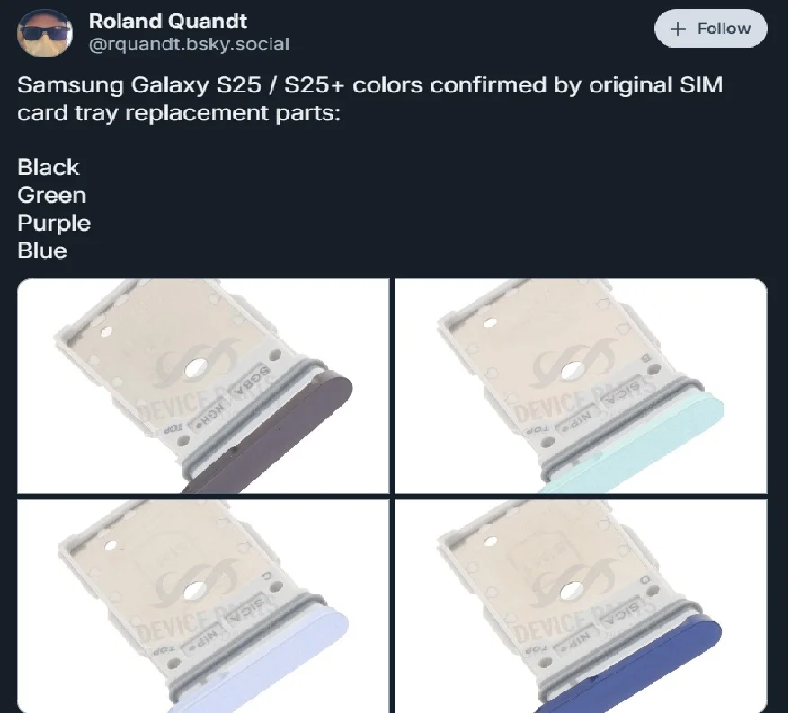 Khay sim hé lộ màu sắc chính thức của Galaxy S25 Series