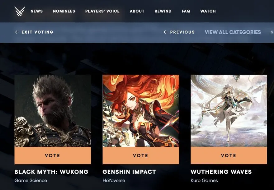 Hướng dẫn bình chọn Genshin Impact tại The Game Awards 2024