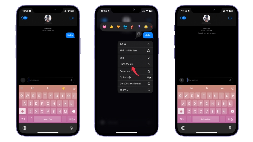 Cách thu hồi tin nhắn iMessage