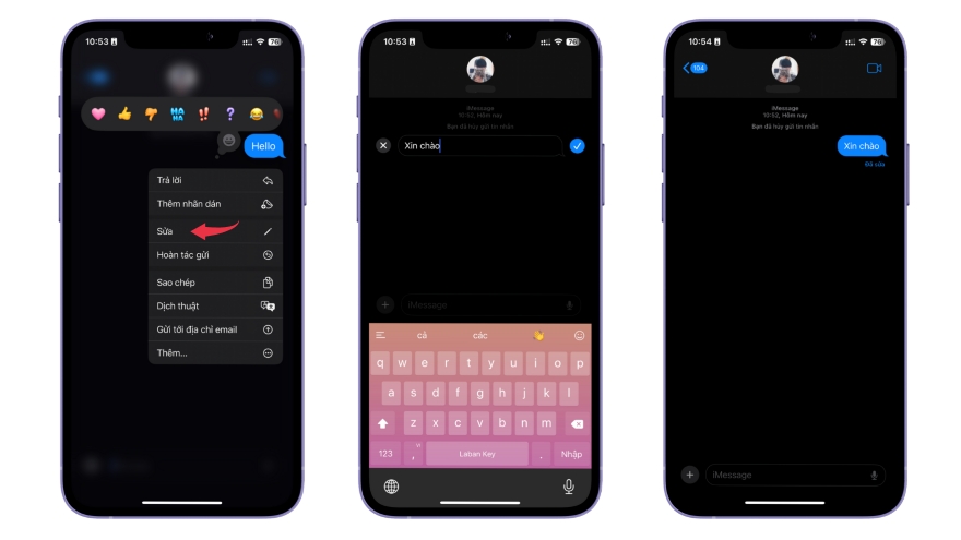 Cách thu hồi tin nhắn iMessage