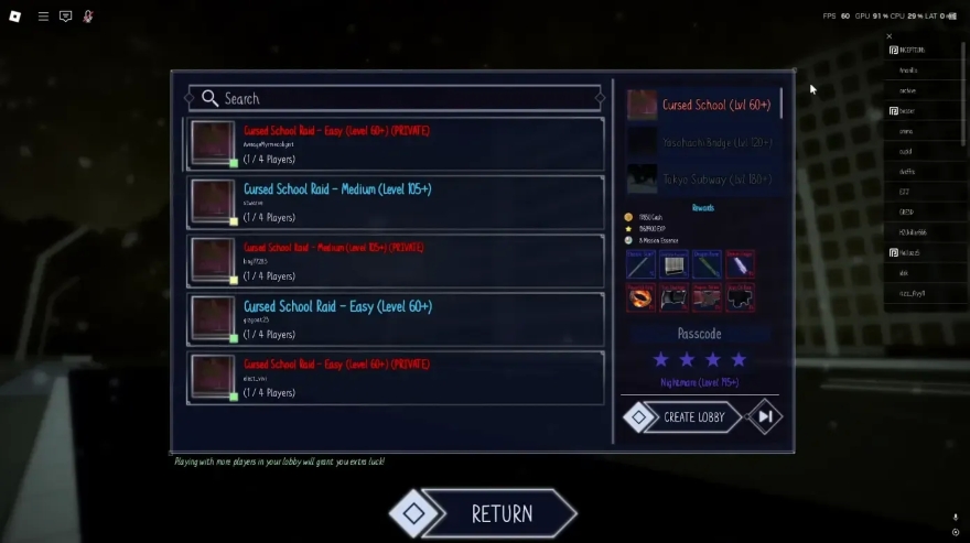 Jujutsu Infinite cách farm tiền nhanh chóng nhất