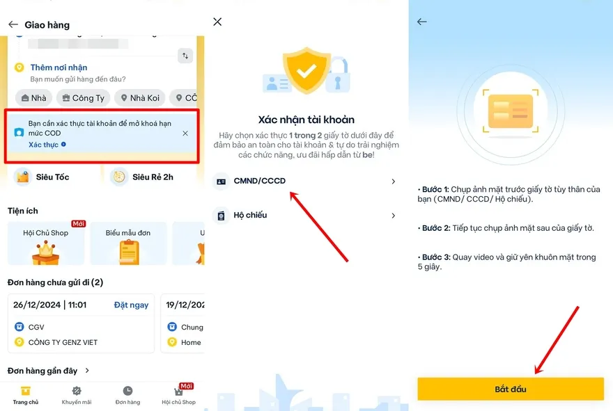 Cách xác thực căn cước trên BE