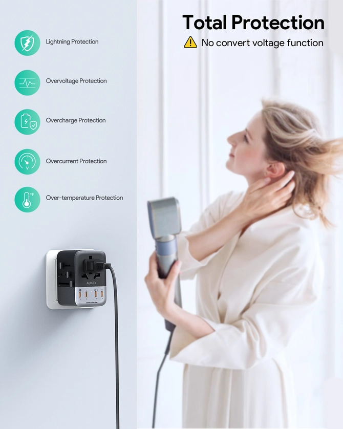 Sạc đa năng Aukey PD65W nhiều cổng PA-TA08A