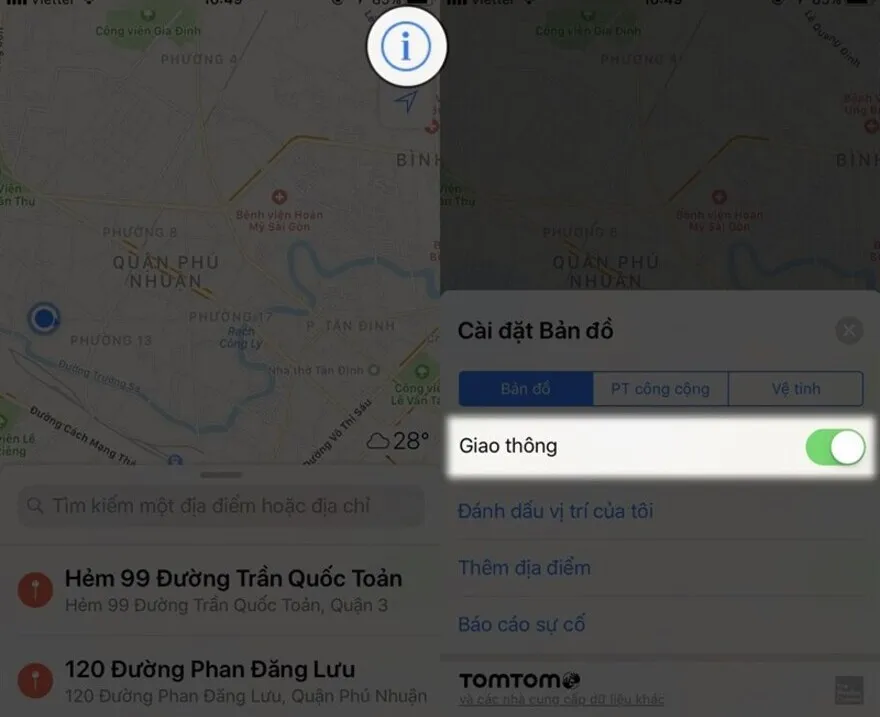 Cách tra tuyến đường kẹt xe ở TP.HCM