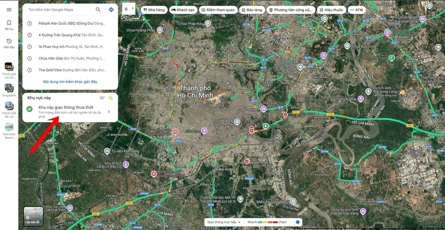 Cách tra tuyến đường kẹt xe ở TP.HCM