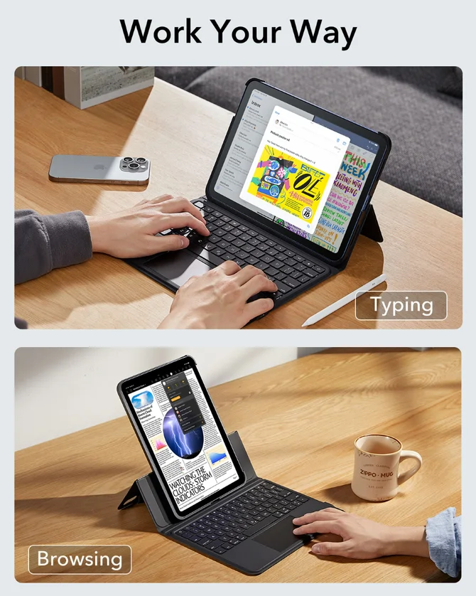 Ốp lưng kèm bàn phím iPad Air 13 inch 2024/Pro 12.9 inch ESR Ascend