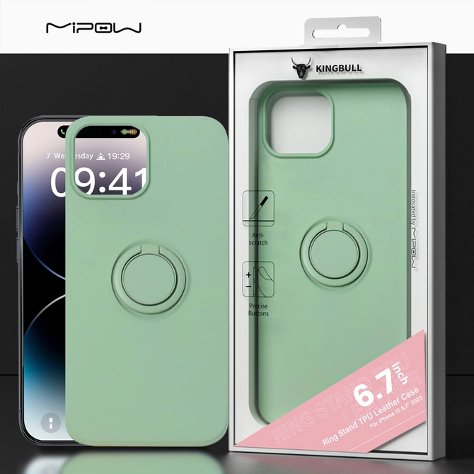 Ốp lưng iPhone 15 Pro Max Mipow Ring Stand TPU Leather