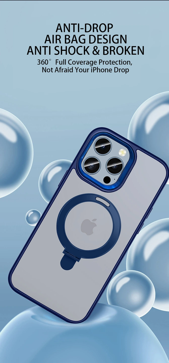 Ốp lưng Magsafe iPhone 15/14 Mipow Stand 2in1 Transparent