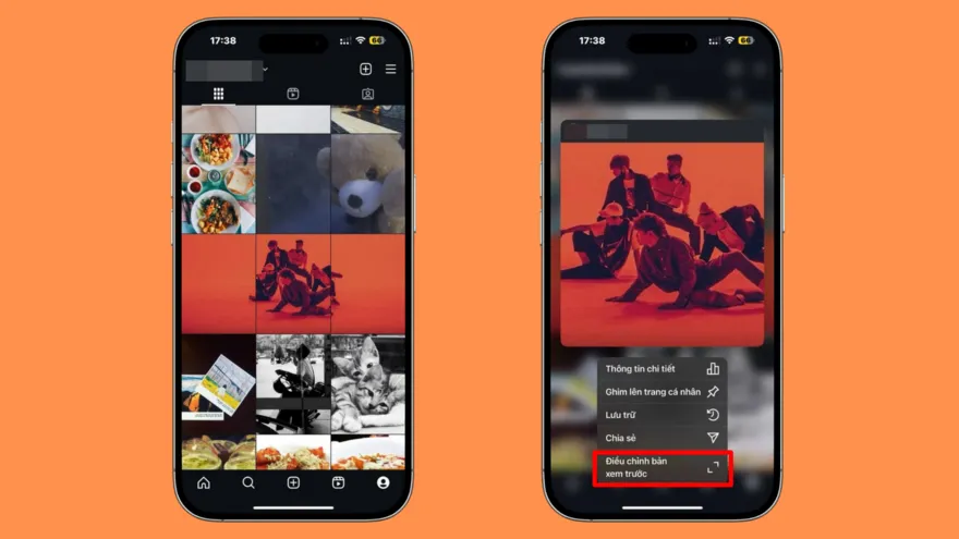 Cách cứu feed ảnh Instagram về giống tỷ lệ vuông