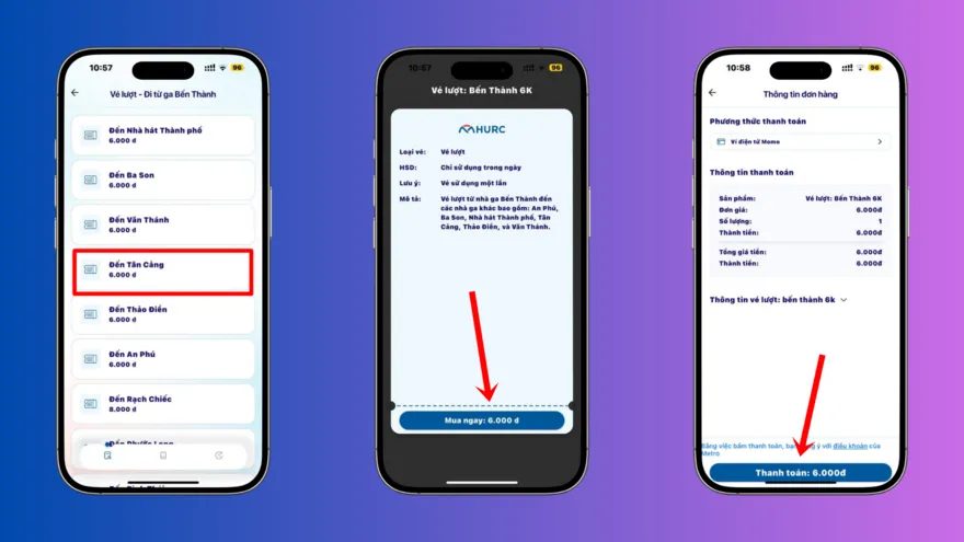 Cách mua vé Metro online bằng ứng dụng