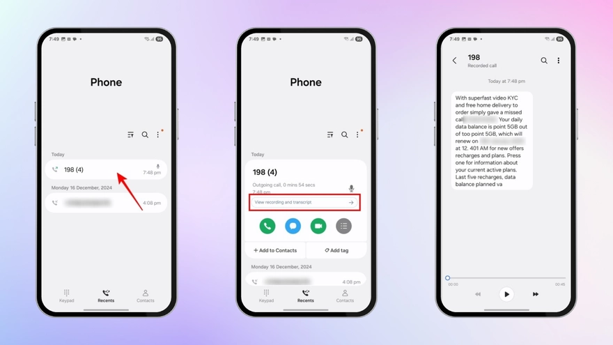 One UI 7: Hướng dẫn biến ghi âm cuộc gọi thành văn bản
