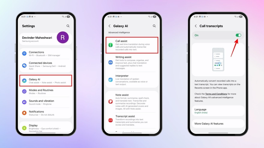 One UI 7: Hướng dẫn biến ghi âm cuộc gọi thành văn bản